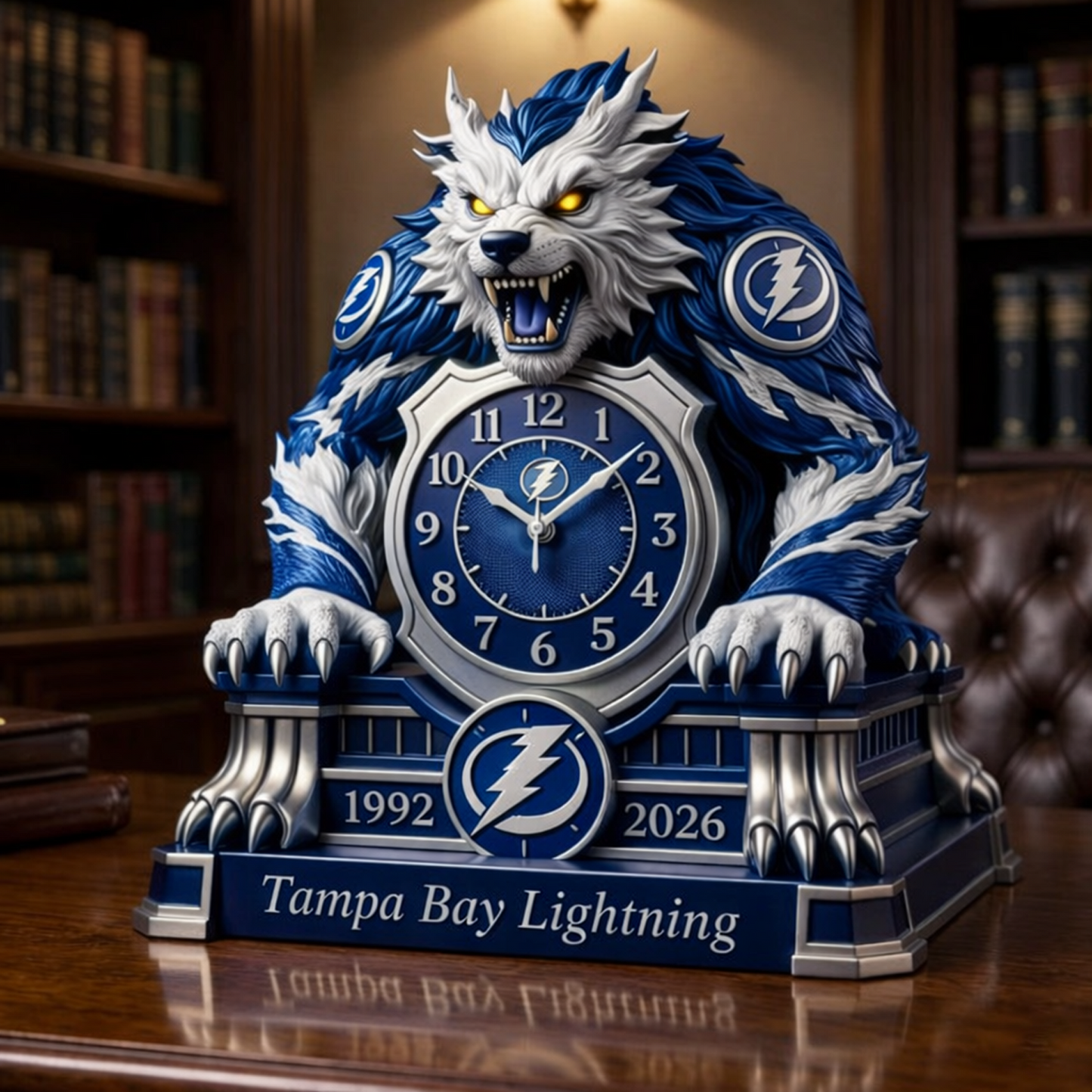 TBL x NHL Display clock featuring the hockey mascot NAK NHT