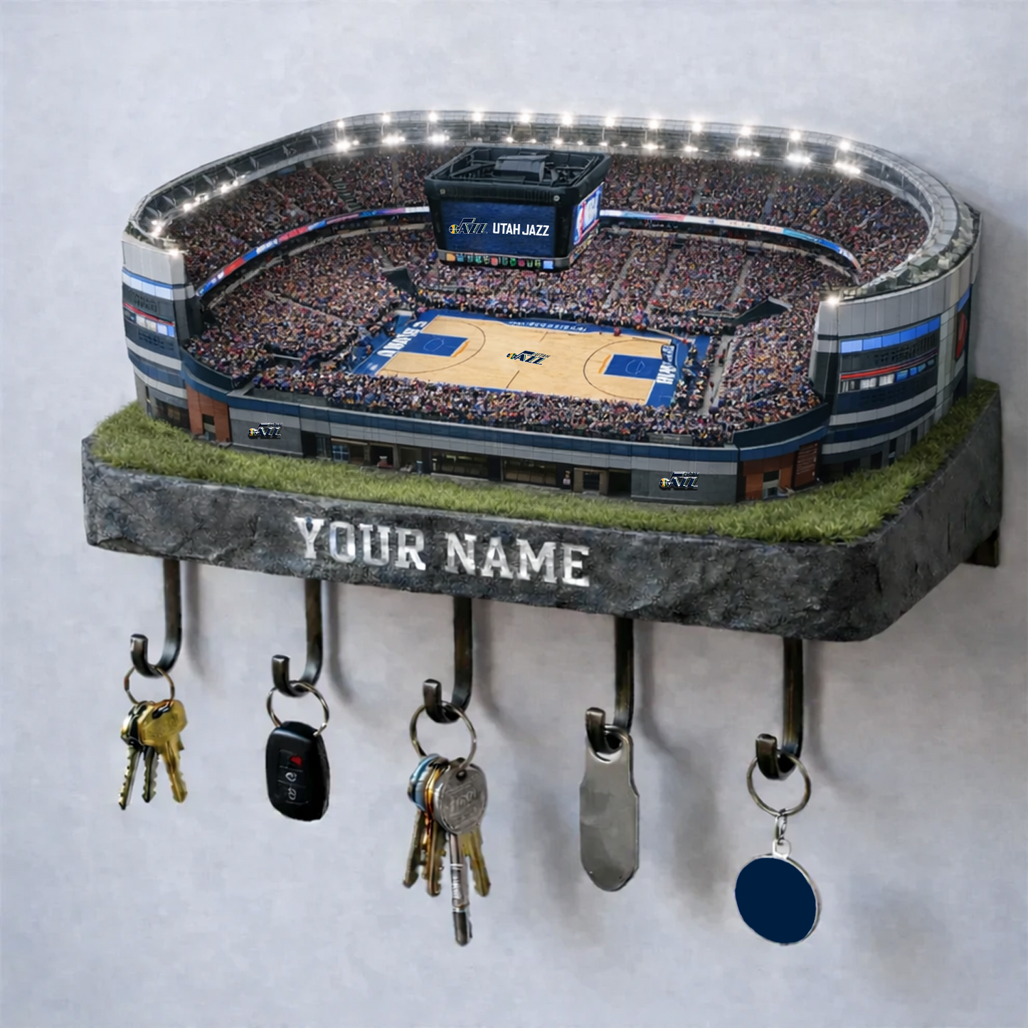 UTA Stadium Premium NBA Wood Key Hanger DATND TANTD