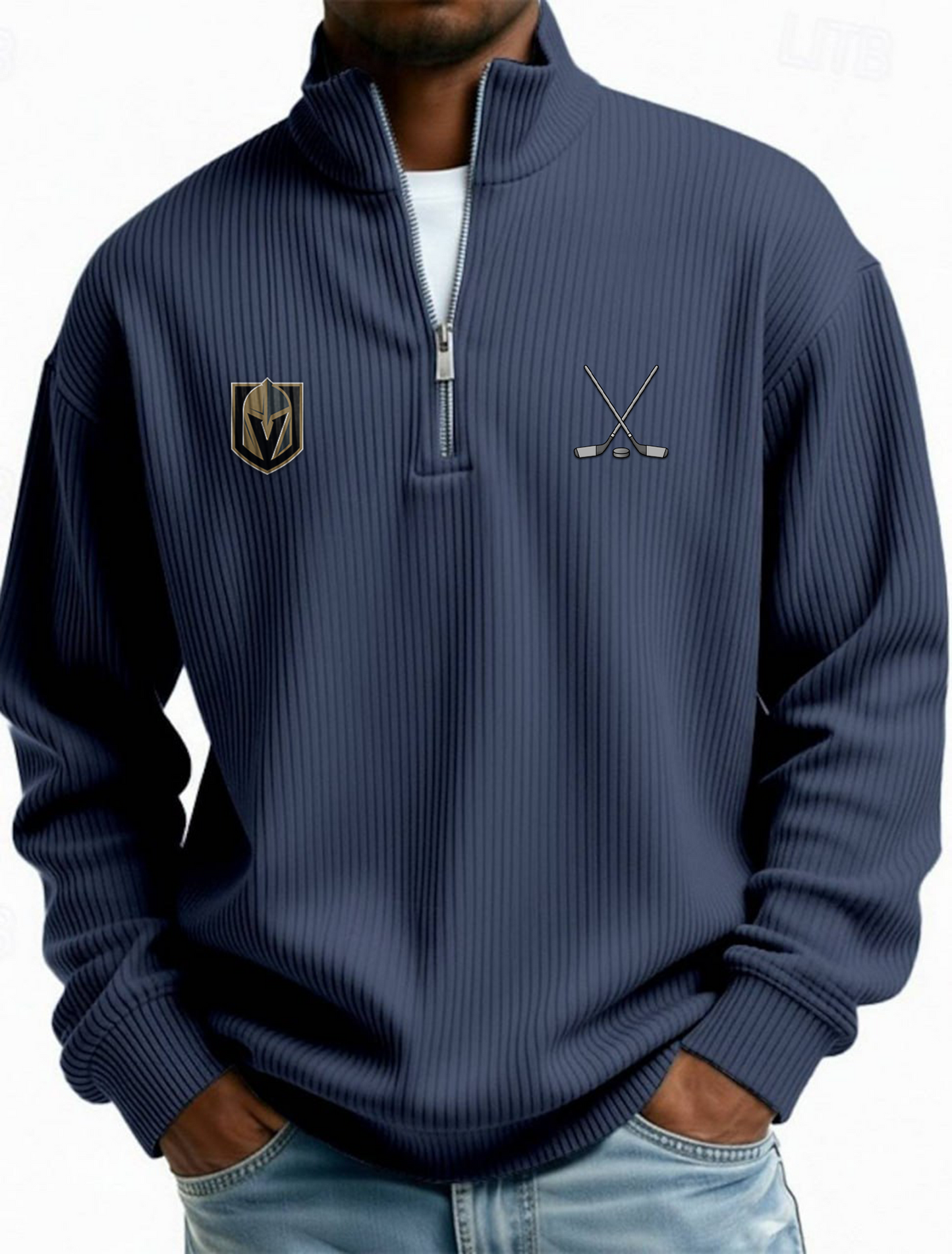VEG NHL Men's Causal Quarter Zip Long Sleeved Sweatshirt V1 NAK PTTD