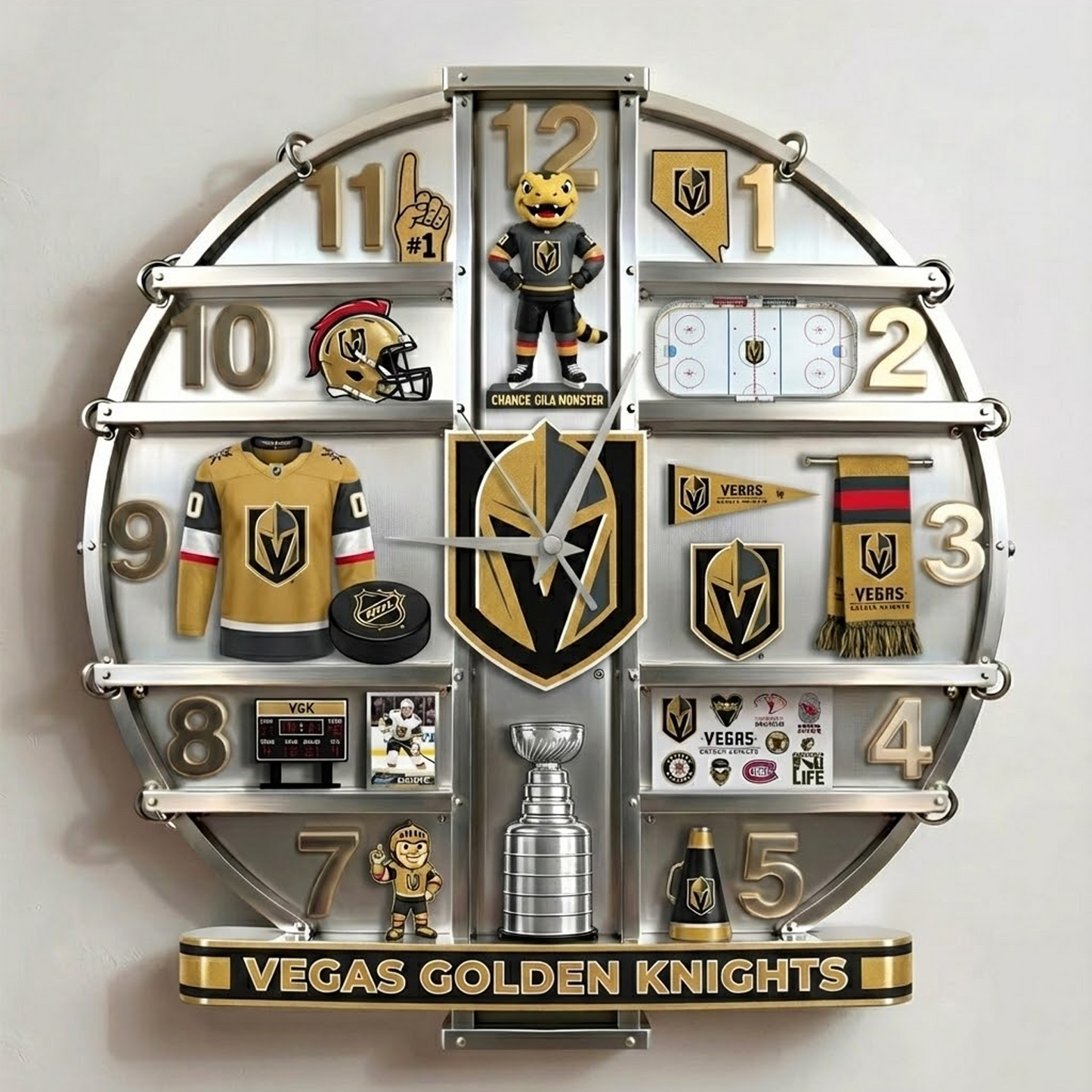 VGK X NHL Home Decorative 3D Visual Effect Acrylic Wall Clock NAK NHT