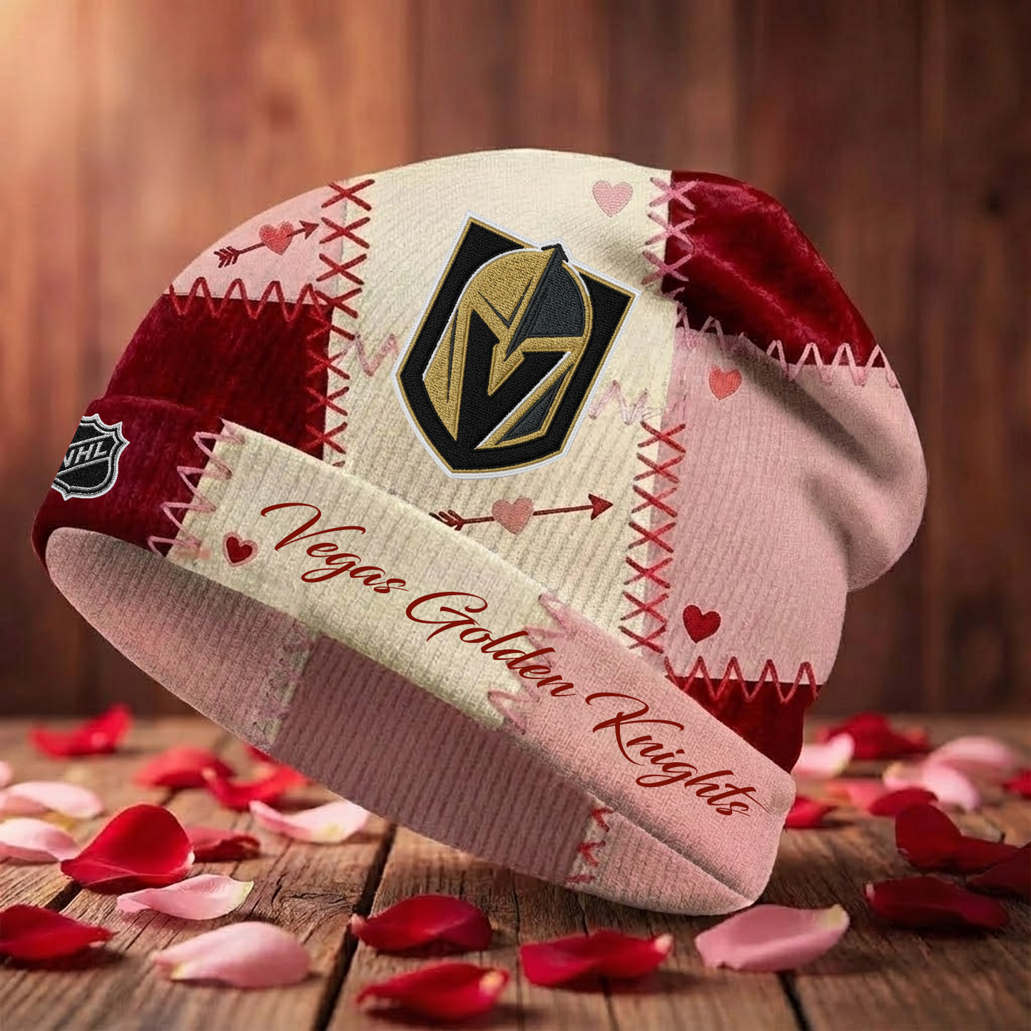 VGK X NHL Warm Hearts Beanie - Valentine Gift V1 NAK NHT