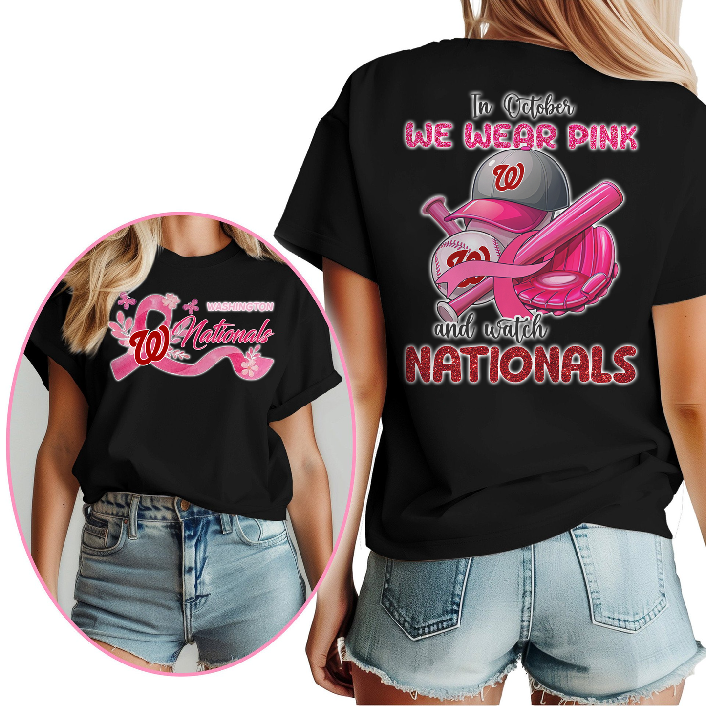 In October We Wear Pink And Watch MLB WN Shirt DDT NTL