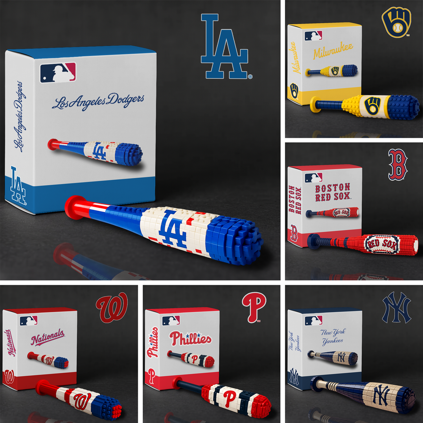 MLB Teams Baseball Bat Building Block Set DDT NTL