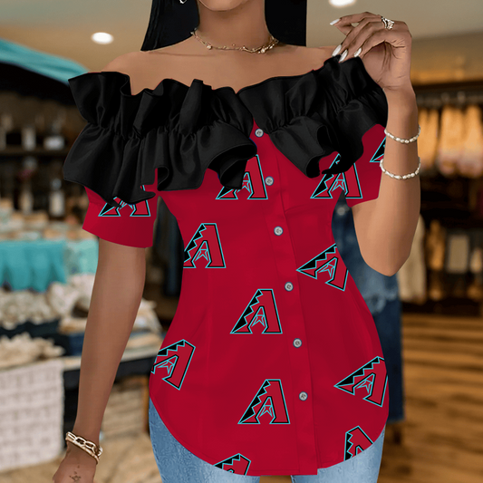 AD Premium MLB Women Ruffle Off-Shoulder Blouse DDT CTND