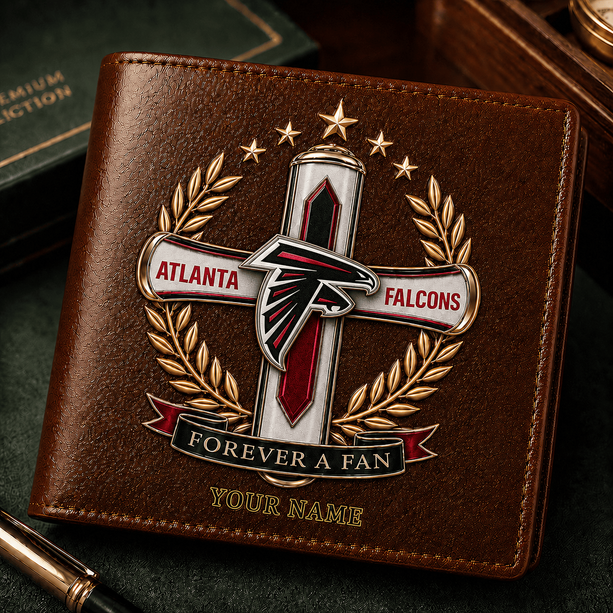 AF x NFL Cross Men Leather Wallet Custom Any Name Gifts 220626