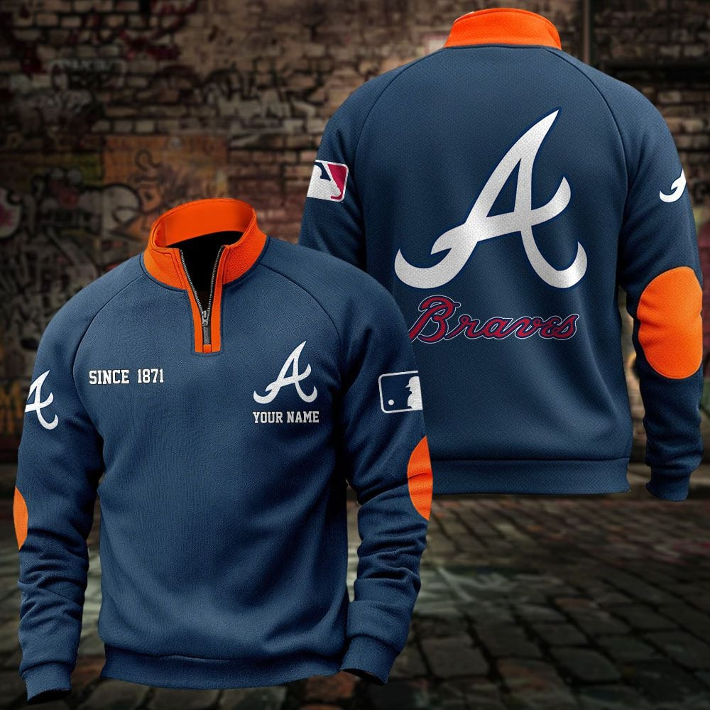 ATL x MLB Sweatshirts Quarter Collared Sweatshirt Pullover DatND DVT