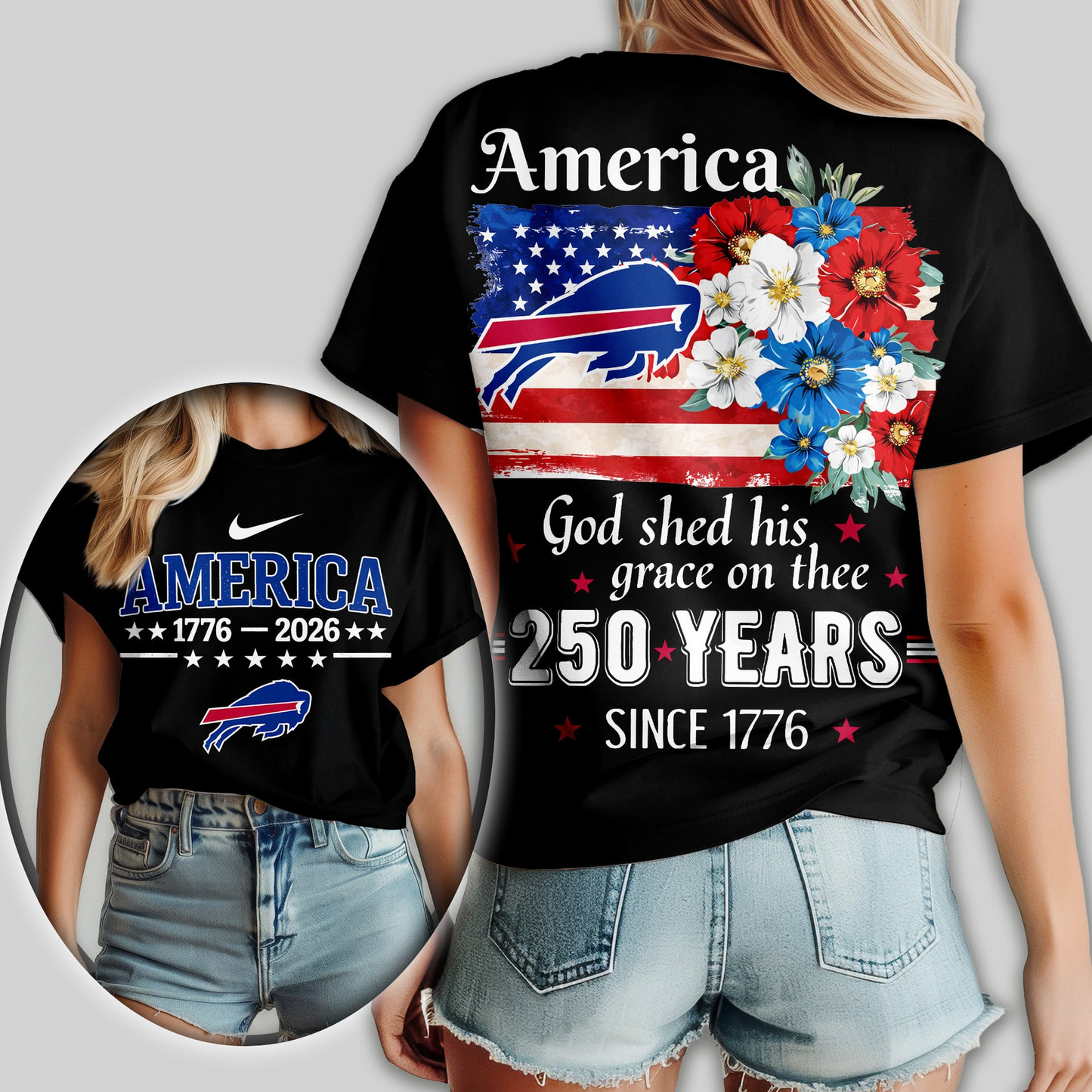 BB Premium NFL America God Shed His Grace On Thee Women Shirt DDT  NTL