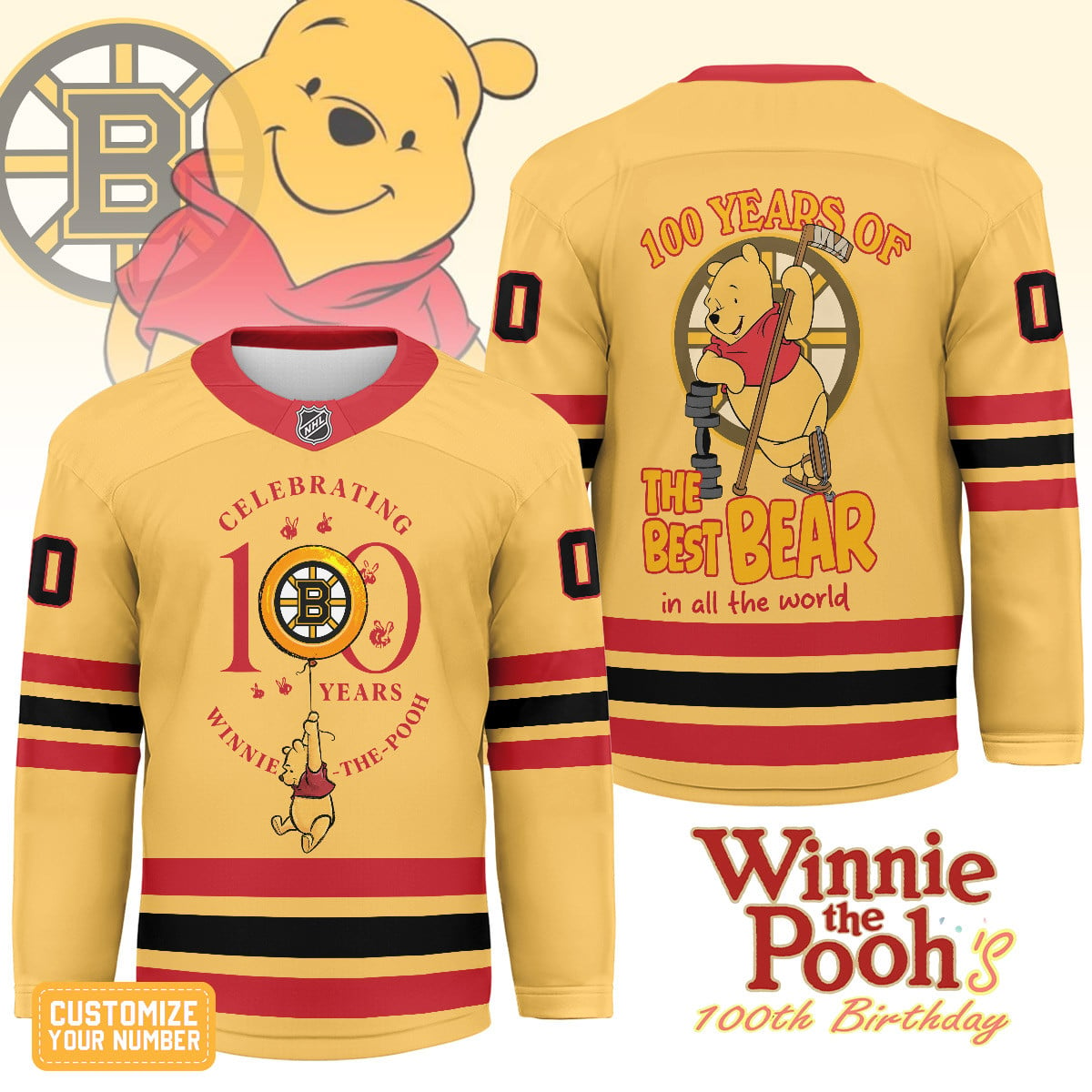 BB x NHL Premium Winnie The Pooh 100th Anniversary Hockey Jersey DDT CTND