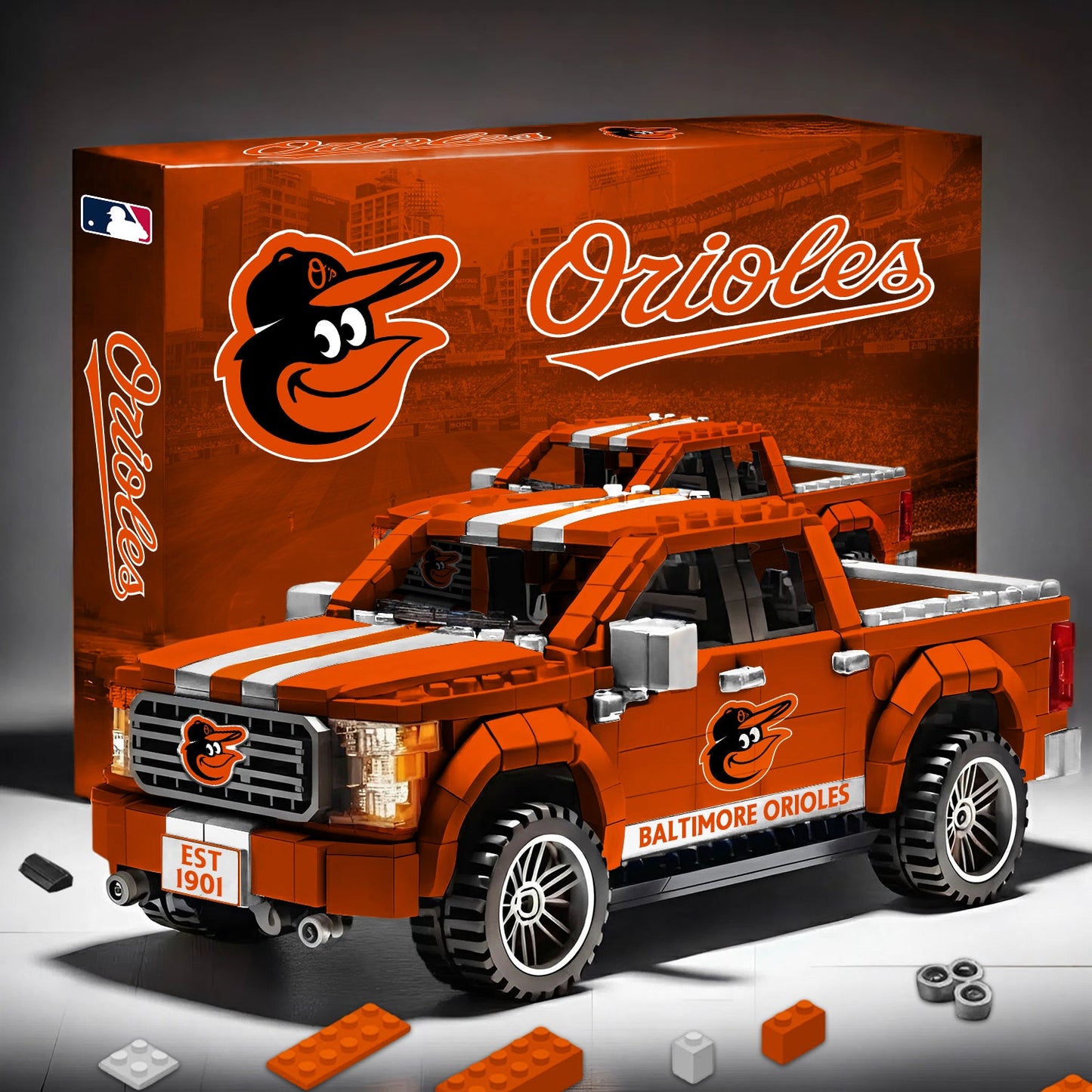 MLB 3D Racing Truck Model Building Block Set 0112 V1 NAK NHM