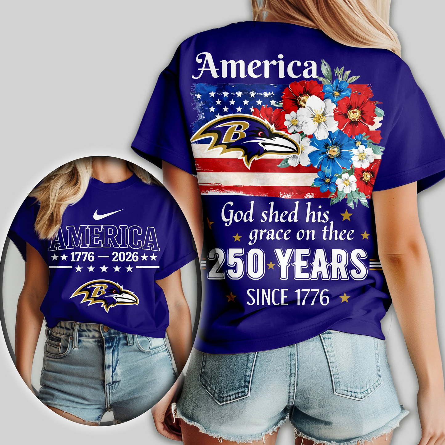 BR Premium NFL America God Shed His Grace On Thee Women Shirt DDT  NTL
