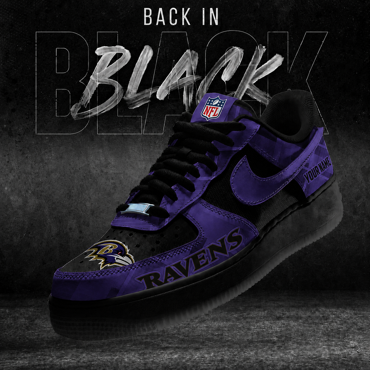 BR x NFL Back In Black V2 AF1 Sneakers  270626