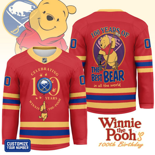 BS x NHL Premium Winnie The Pooh 100th Anniversary Hockey Jersey DDT CTND