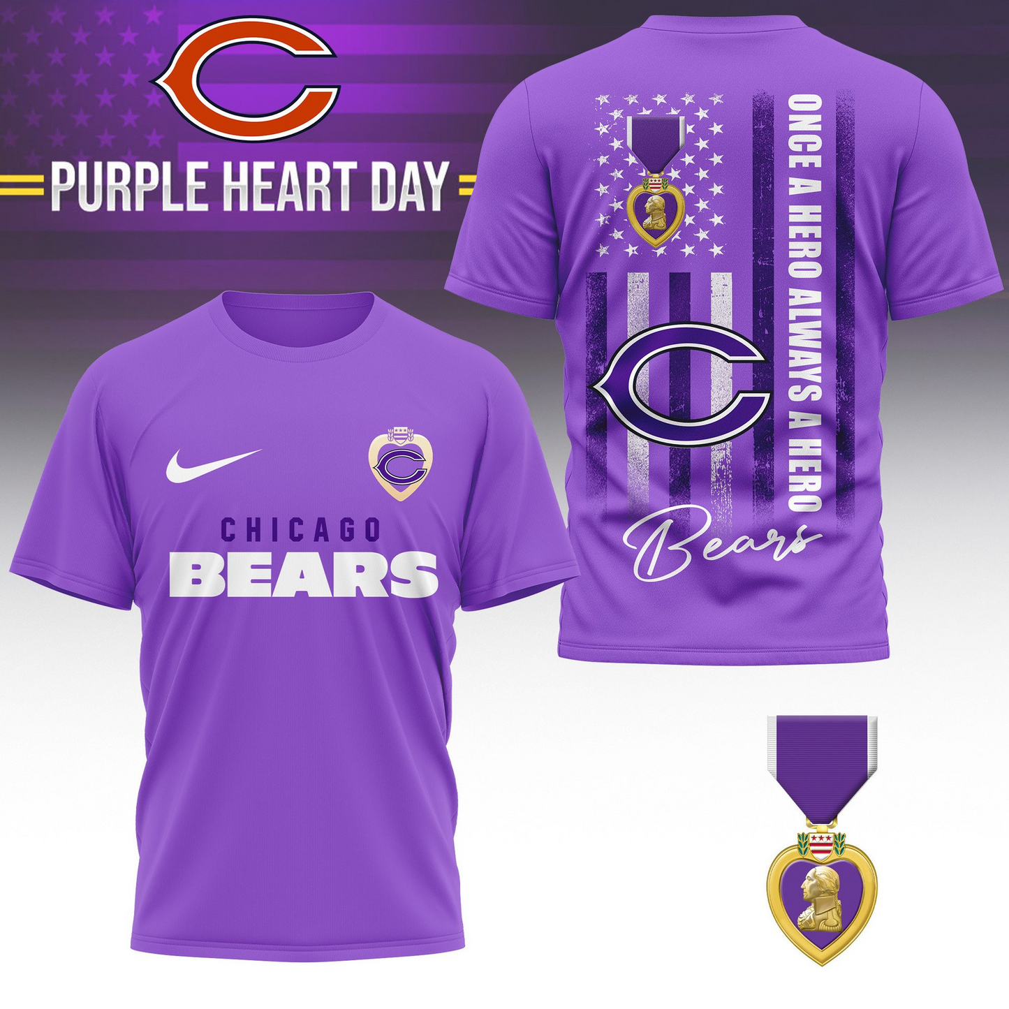 CB Premium National Purple Hear Day 3D Shirt  300626