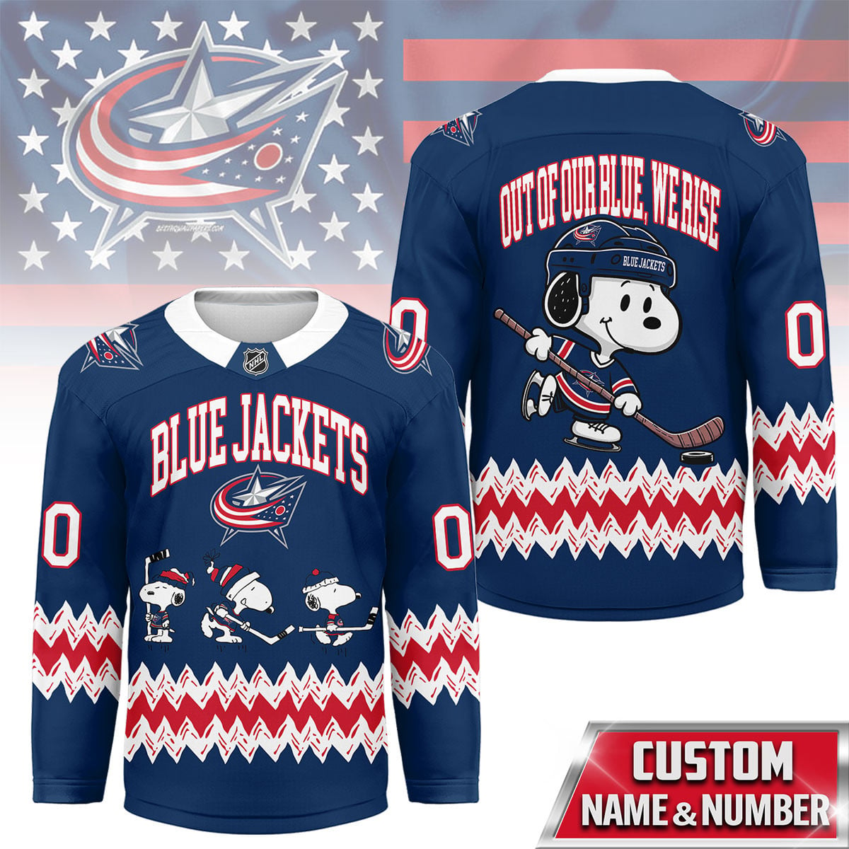 CBJ Premium NHL Snoopy Personalized Hockey Jersey DDT CTND