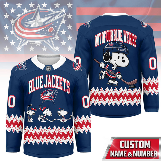 CBJ Premium NHL Snoopy Personalized Hockey Jersey DDT CTND
