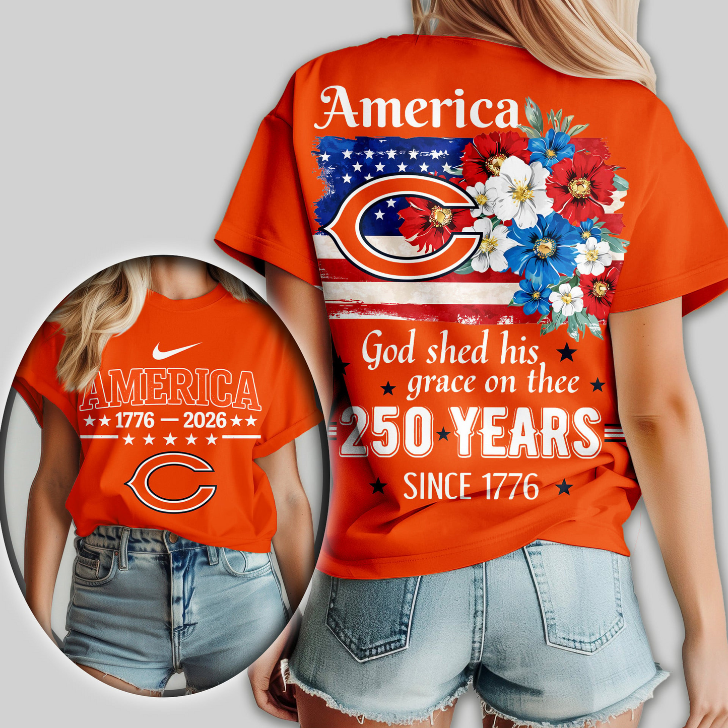 CHI Premium NFL America God Shed His Grace On Thee Women Shirt DDT  NTL