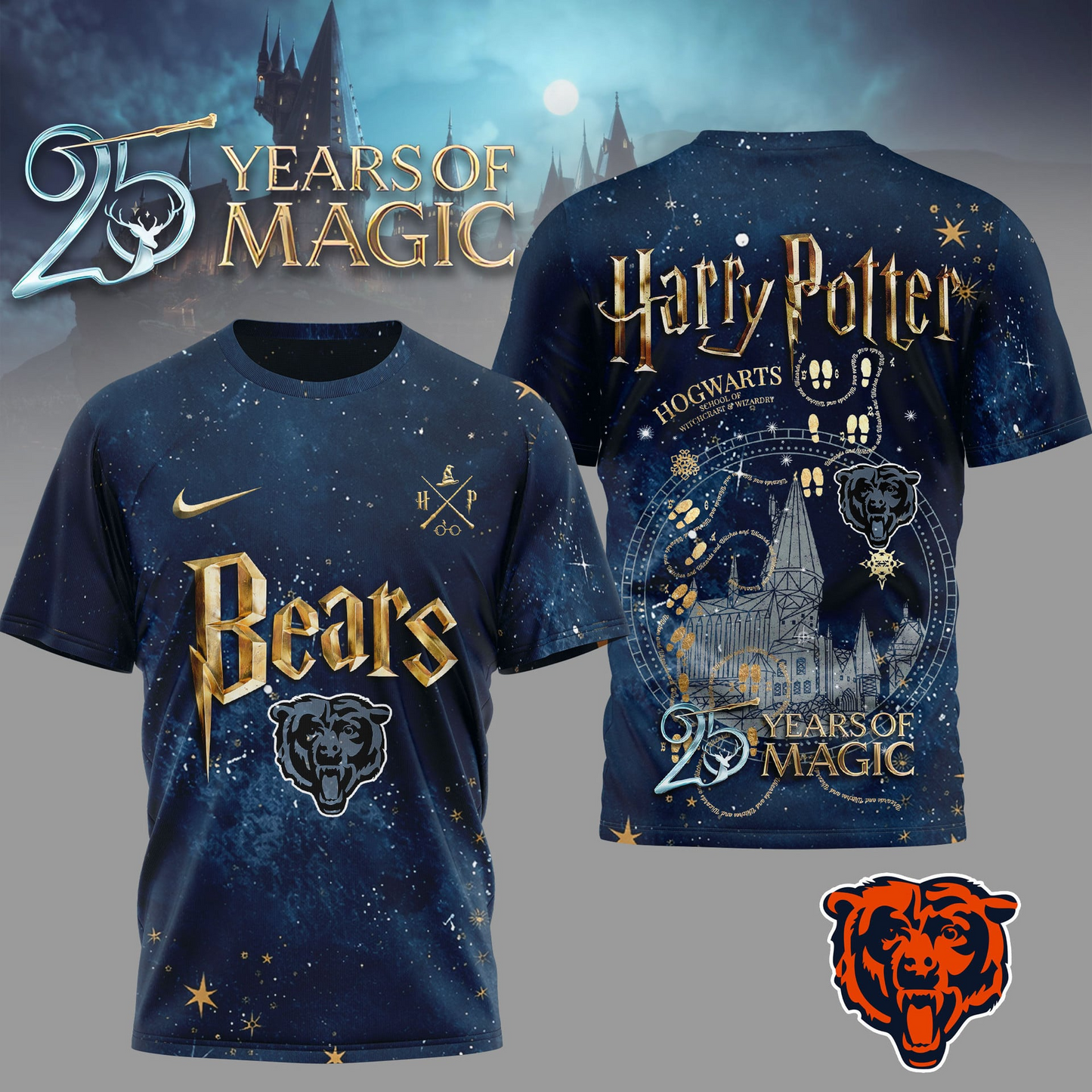 CHI Premium NFL Harry Potter 25 Years Of Magic 3D Shirt DDT CTND