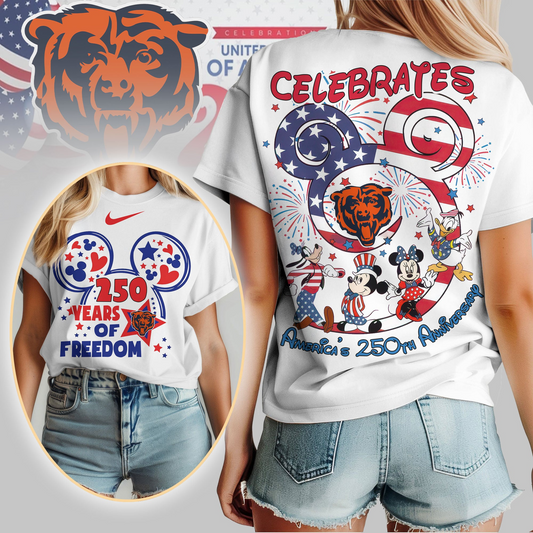 CHI Premium NFL Mickey Celebrates America 250th Anniversary Women Shirt DDT NTL