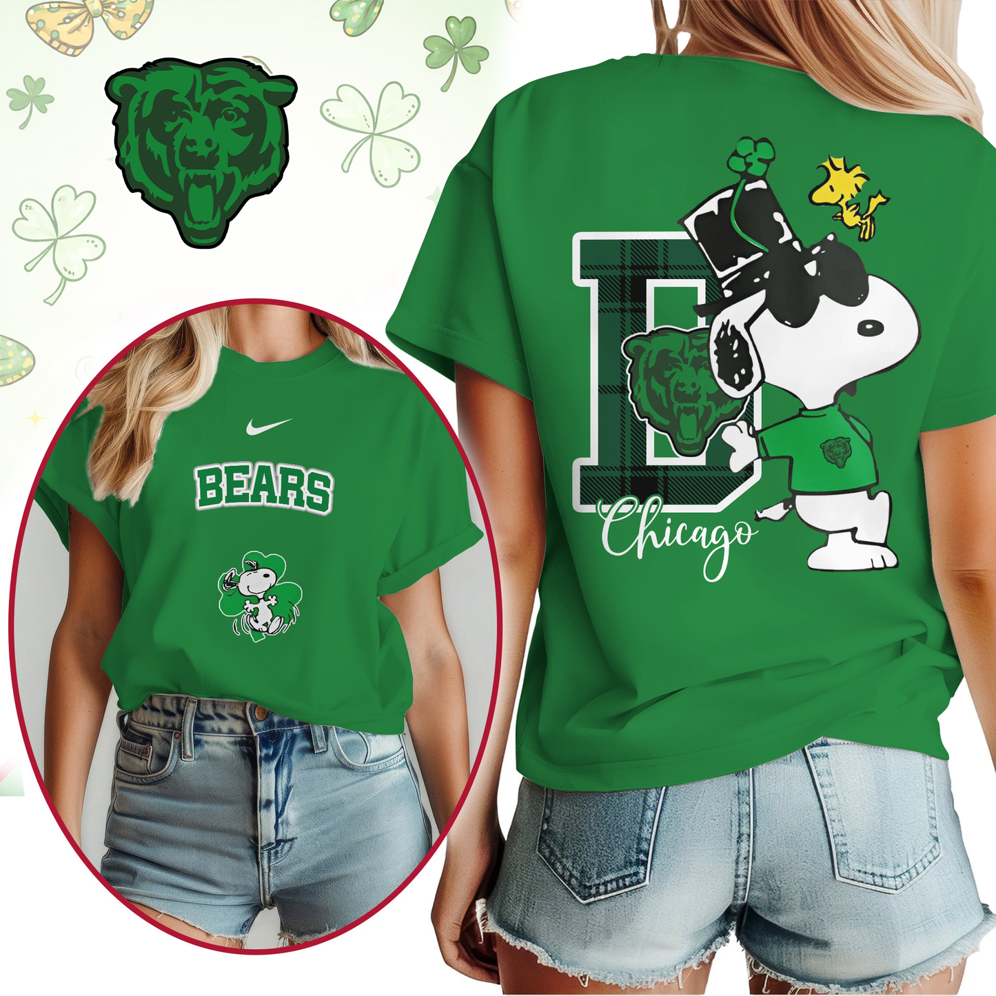 CHI Premium NFL Snoopy St. Patricks Day Shirt DDT NTL