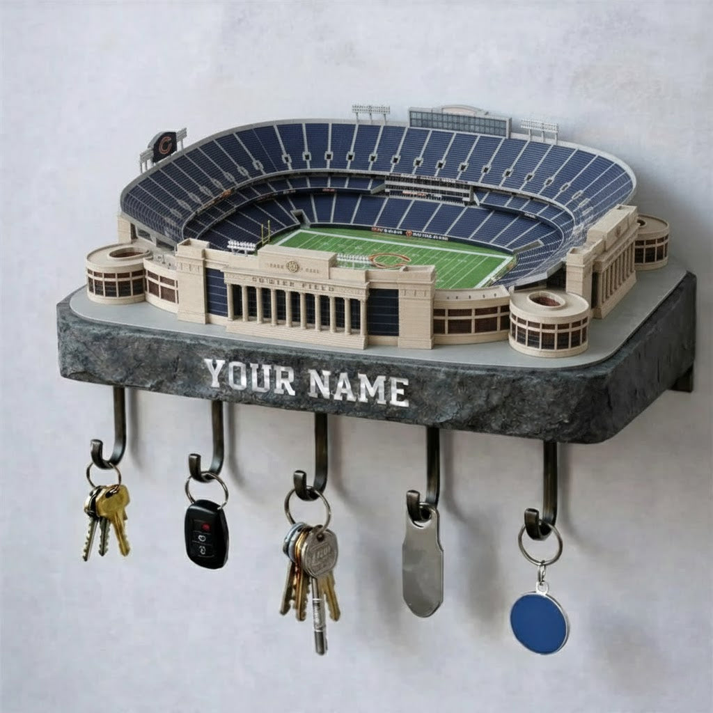 CHI Stadium Premium NFL Wood Key Hanger DDT NHM