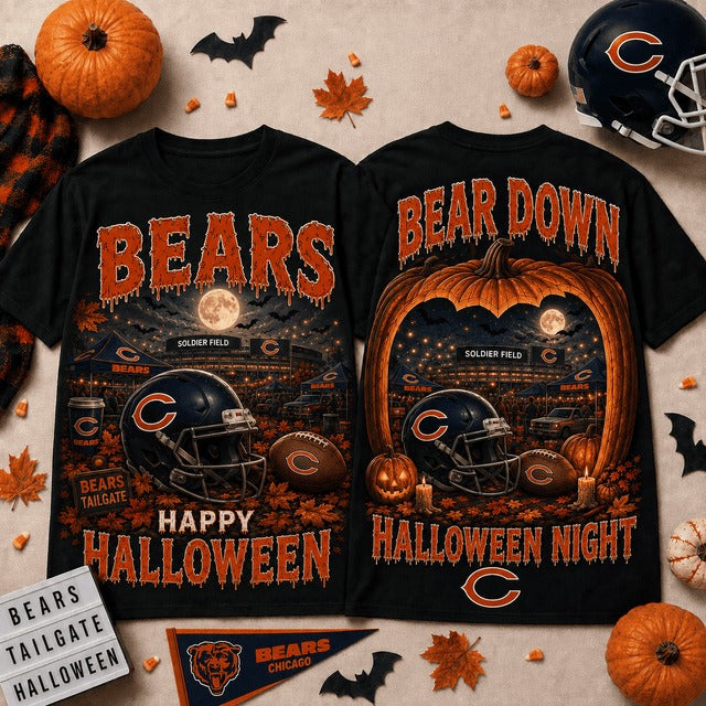 CHI x NFL Halloween Custom Name T Shirt Gift For Fan