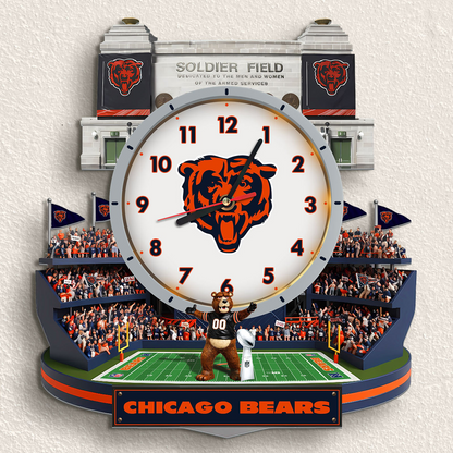 CHI x NFL Stadium Decorative 3D Visual Effect Acrylic Wall Clock DDT CTND