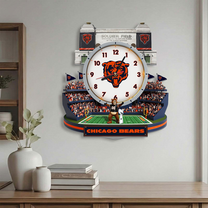 CHI x NFL Stadium Decorative 3D Visual Effect Acrylic Wall Clock DDT CTND