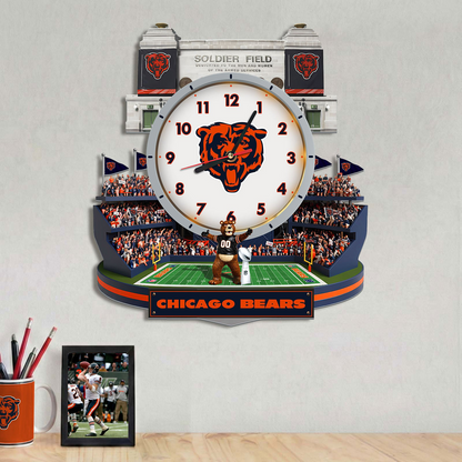 CHI x NFL Stadium Decorative 3D Visual Effect Acrylic Wall Clock DDT CTND