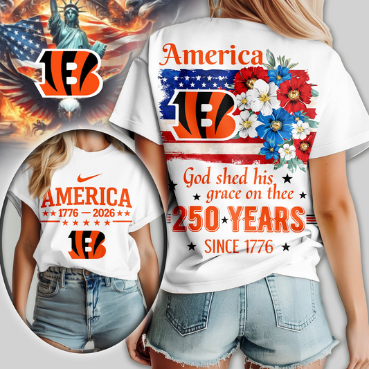 CIN Premium NFL America God Shed His Grace On Thee Women Shirt DDT  NTL