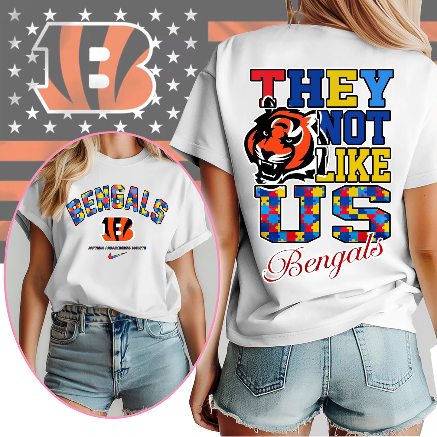 CIN Premium NFL Autism Awareness Month 3D Shirt DDT CTND