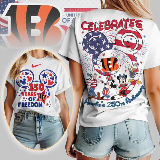 CIN Premium NFL Mickey Celebrates America 250th Anniversary Women Shirt DDT NTL