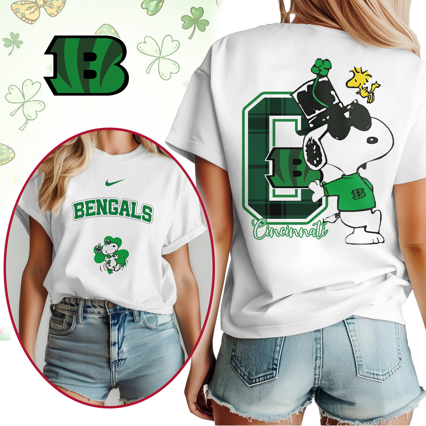 CIN Premium NFL Snoopy St. Patricks Day Shirt DDT NTL