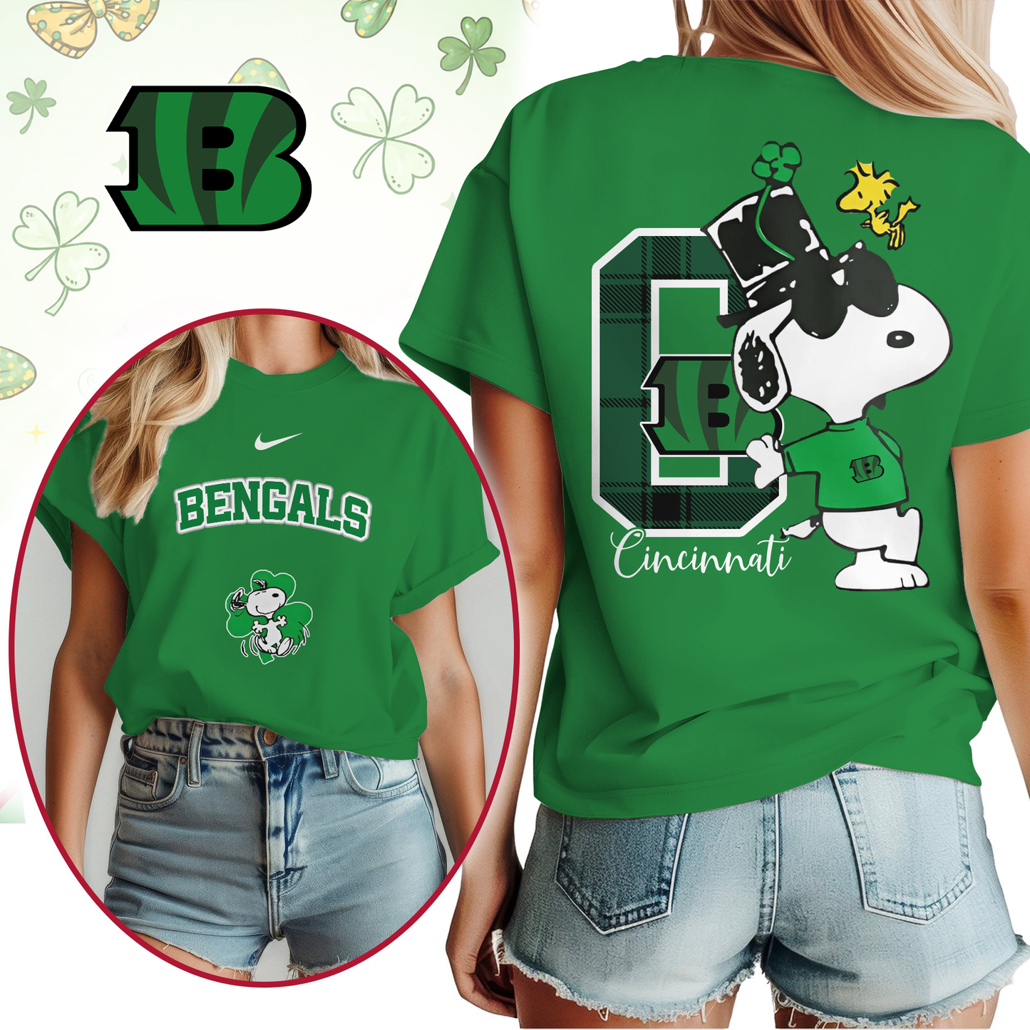 CIN Premium NFL Snoopy St. Patricks Day Shirt DDT NTL