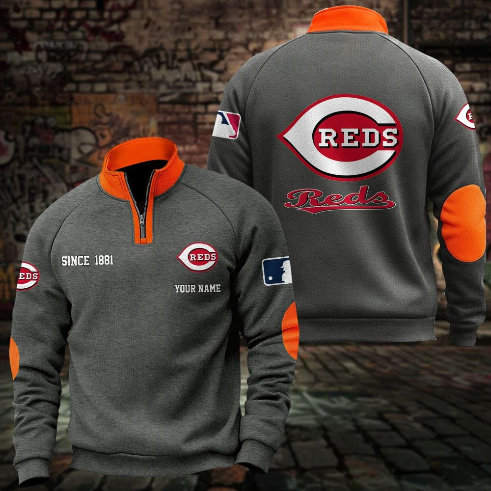 CIN x MLB Sweatshirts Quarter Collared Sweatshirt Pullover DatND DVT