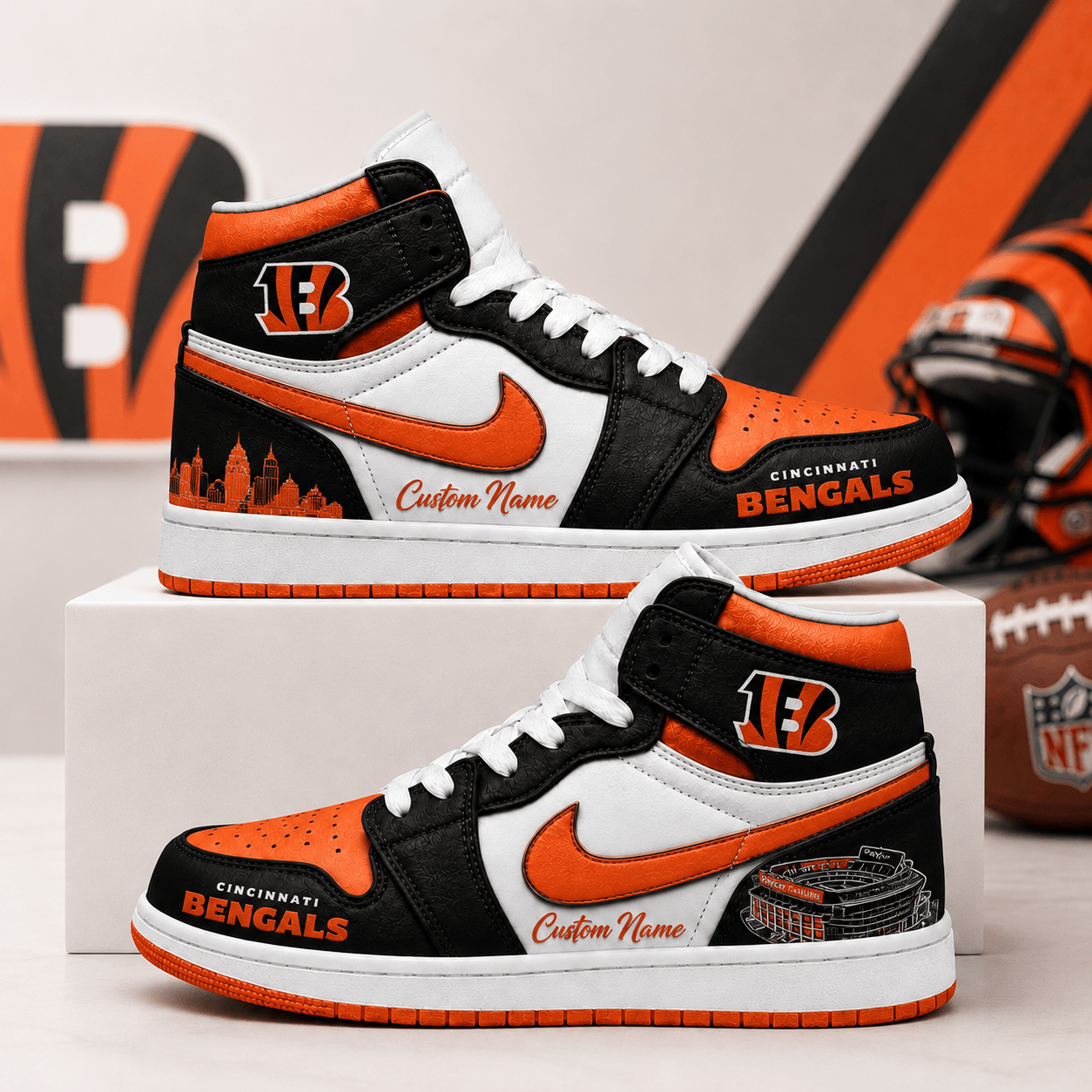 CIN x NFL Luxury Air Jordan 1 Sneakers 230626