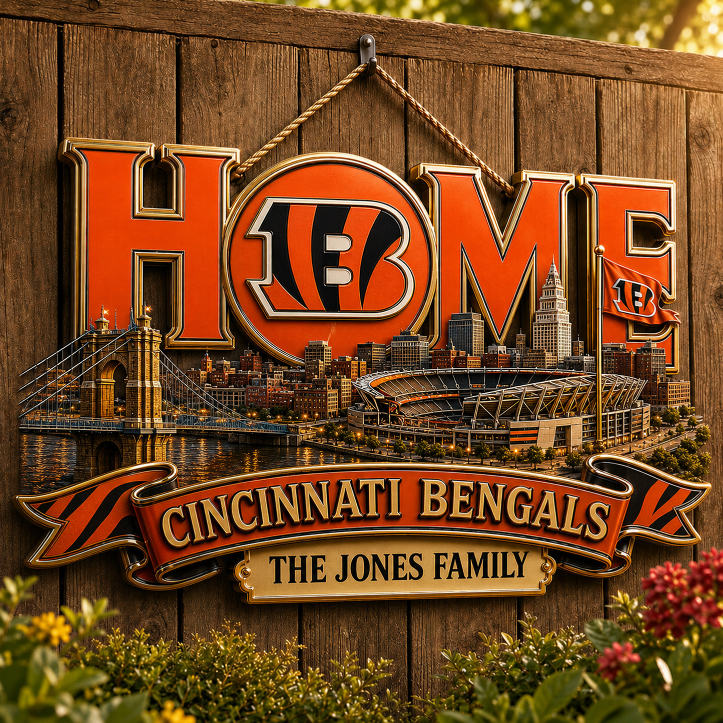 CIN x NFL Team Home Metal Sìgn Custom Any Name Gifts For Home Decor
