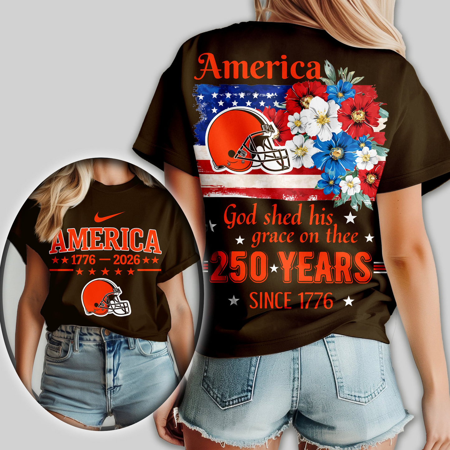 CLE Premium NFL America God Shed His Grace On Thee Women Shirt DDT  NTL