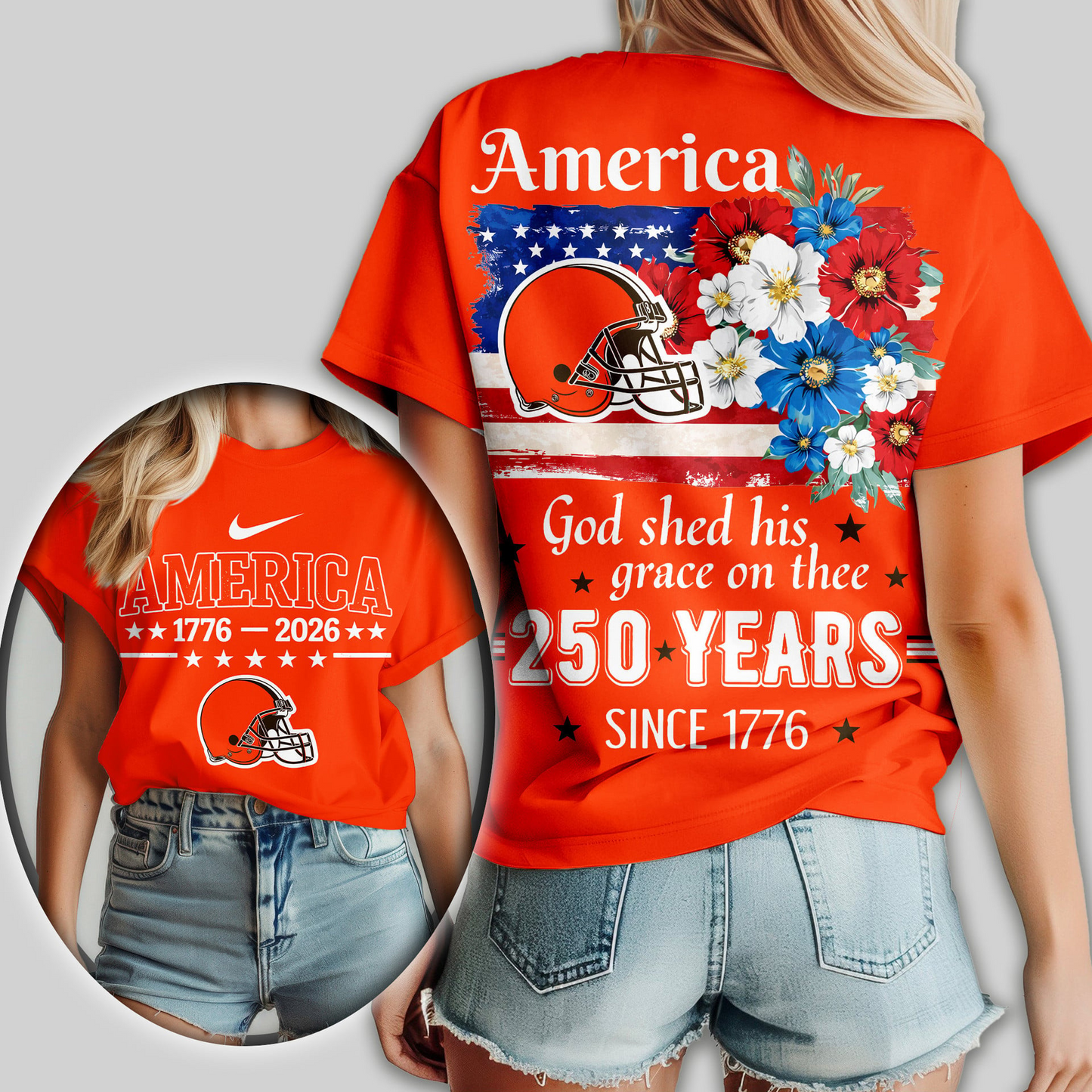 CLE Premium NFL America God Shed His Grace On Thee Women Shirt DDT  NTL