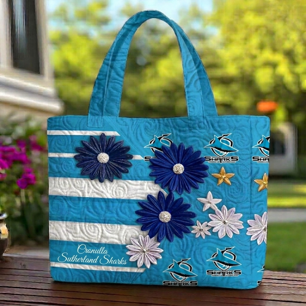 CSSx NRL Flowers Quilted Tote Bag Custom Name Gifts For Fan DDT LBN