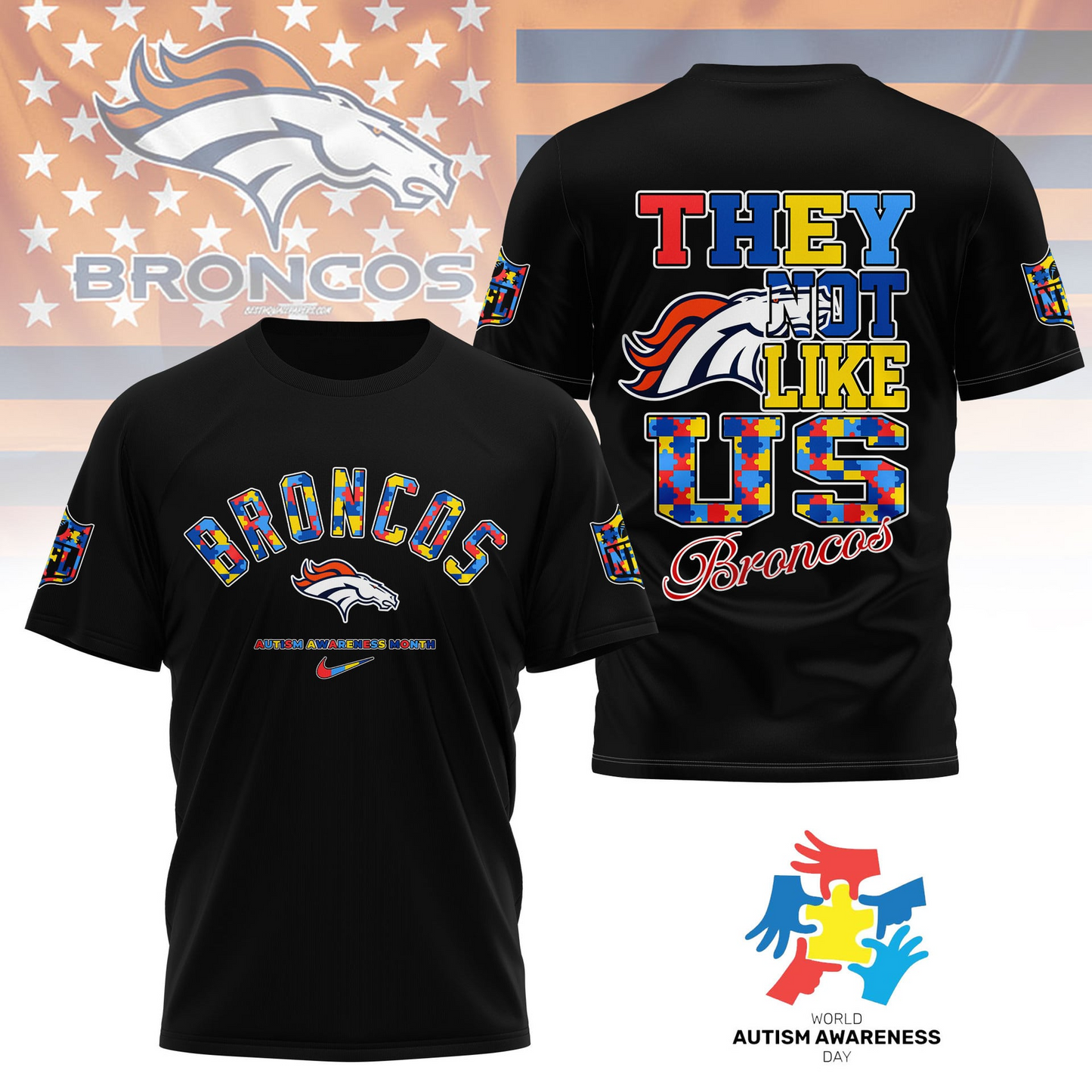 DB Premium NFL Autism Awareness Month 3D Shirt DDT  NTL