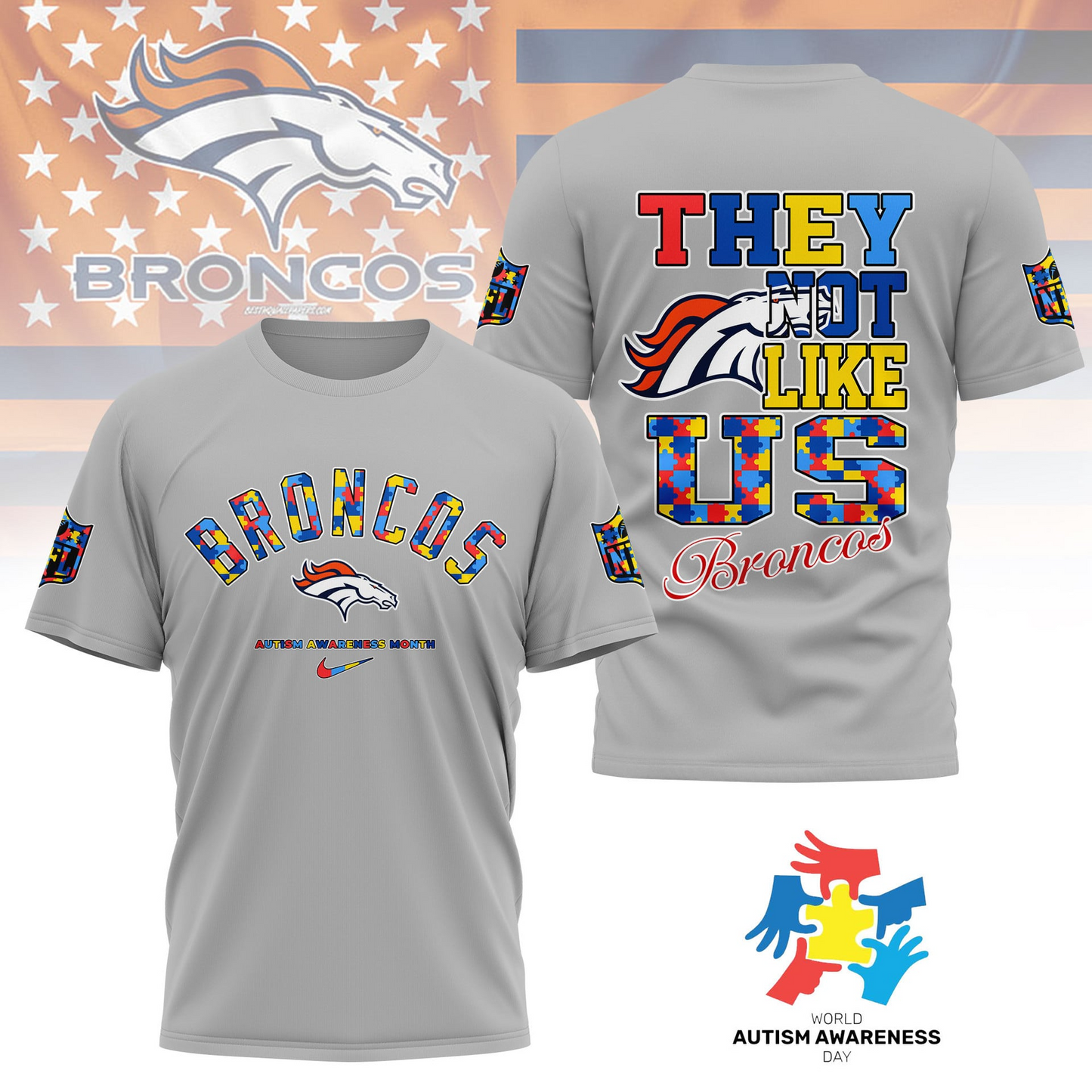 DB Premium NFL Autism Awareness Month 3D Shirt DDT  NTL