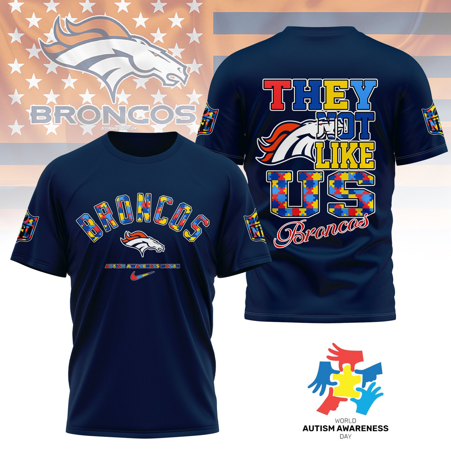 DB Premium NFL Autism Awareness Month 3D Shirt DDT  NTL