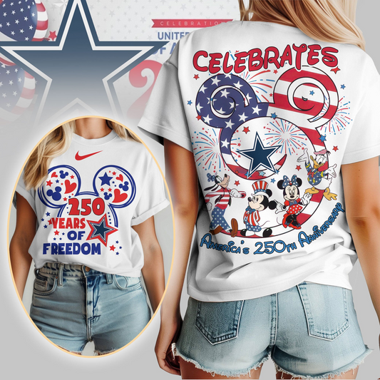 DC Premium NFL Mickey Celebrates America 250th Anniversary Women Shirt DDT NTL