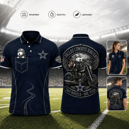 DC Premium NFL Snoopy Biker Game Day Polo Shirt 100626
