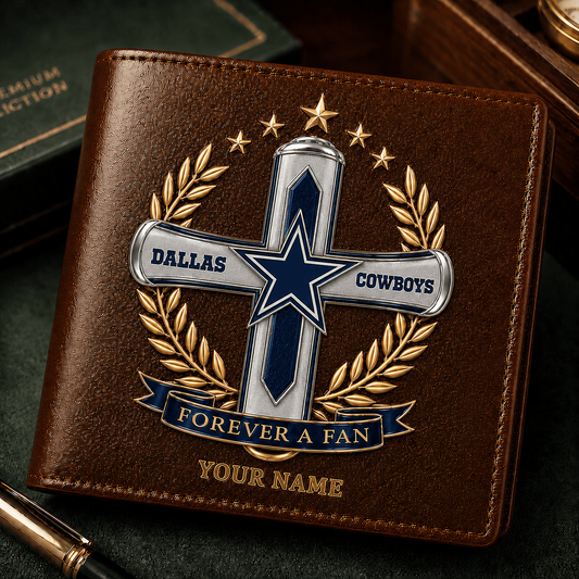 DC x NFL Cross Men Leather Wallet Custom Any Name Gifts 220626