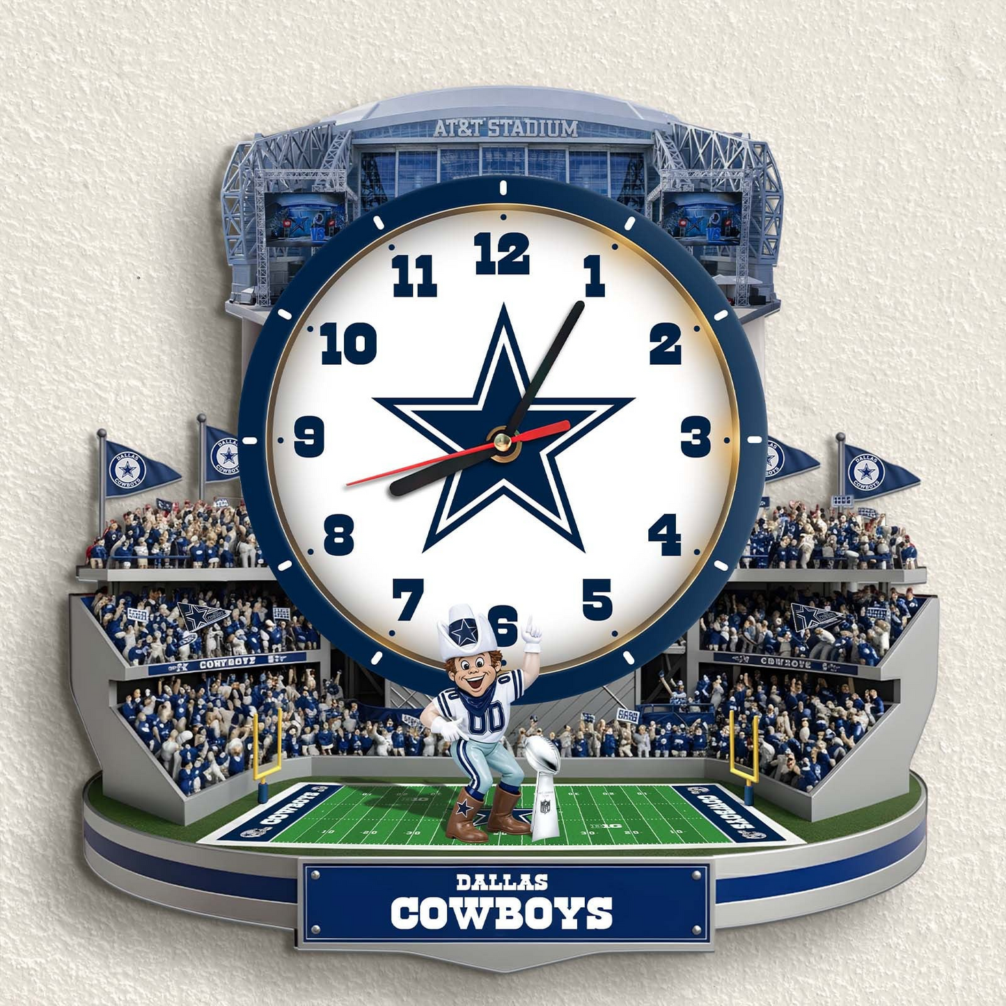 DC x NFL Stadium Decorative 3D Visual Effect Acrylic Wall Clock DDT CTND
