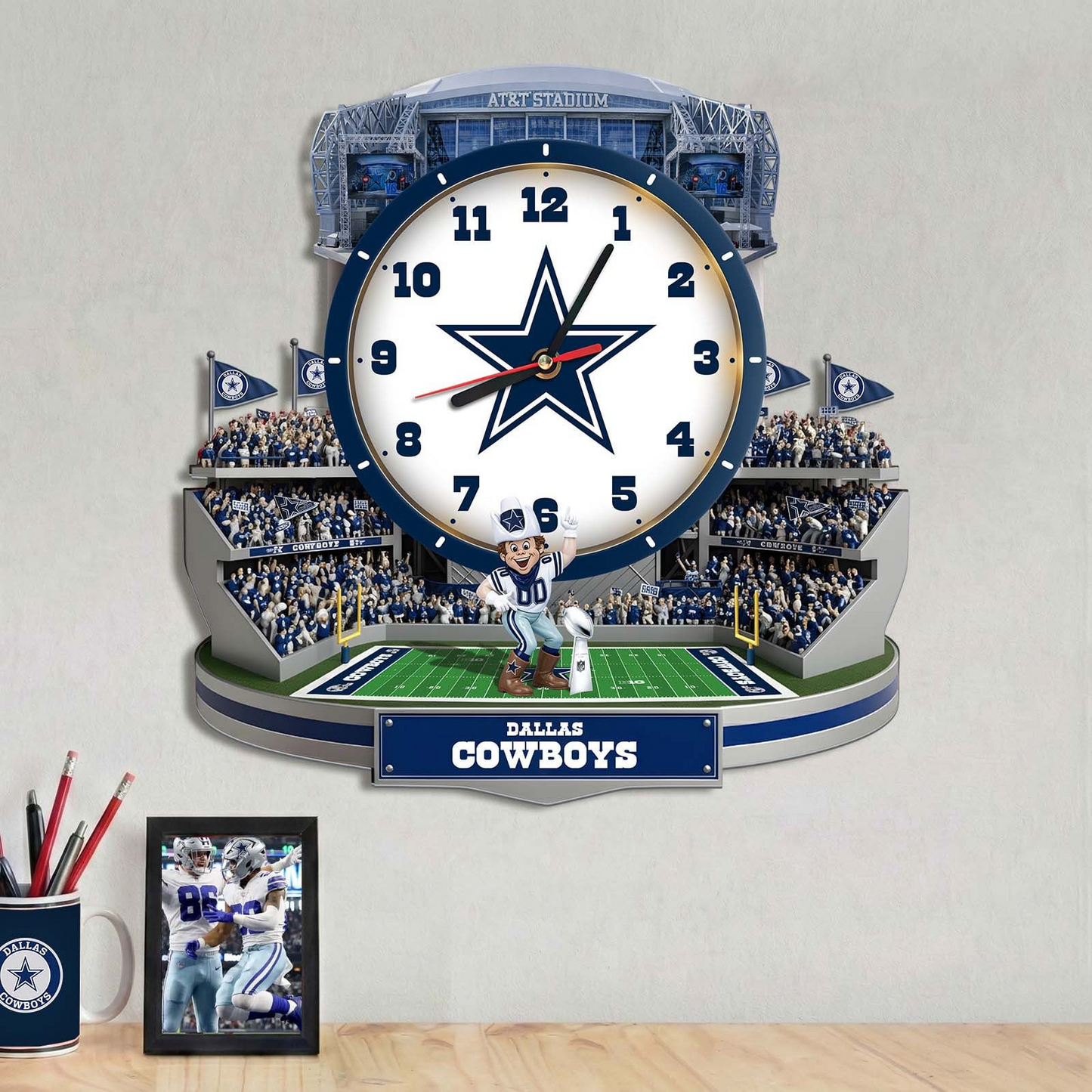 DC x NFL Stadium Decorative 3D Visual Effect Acrylic Wall Clock DDT CTND