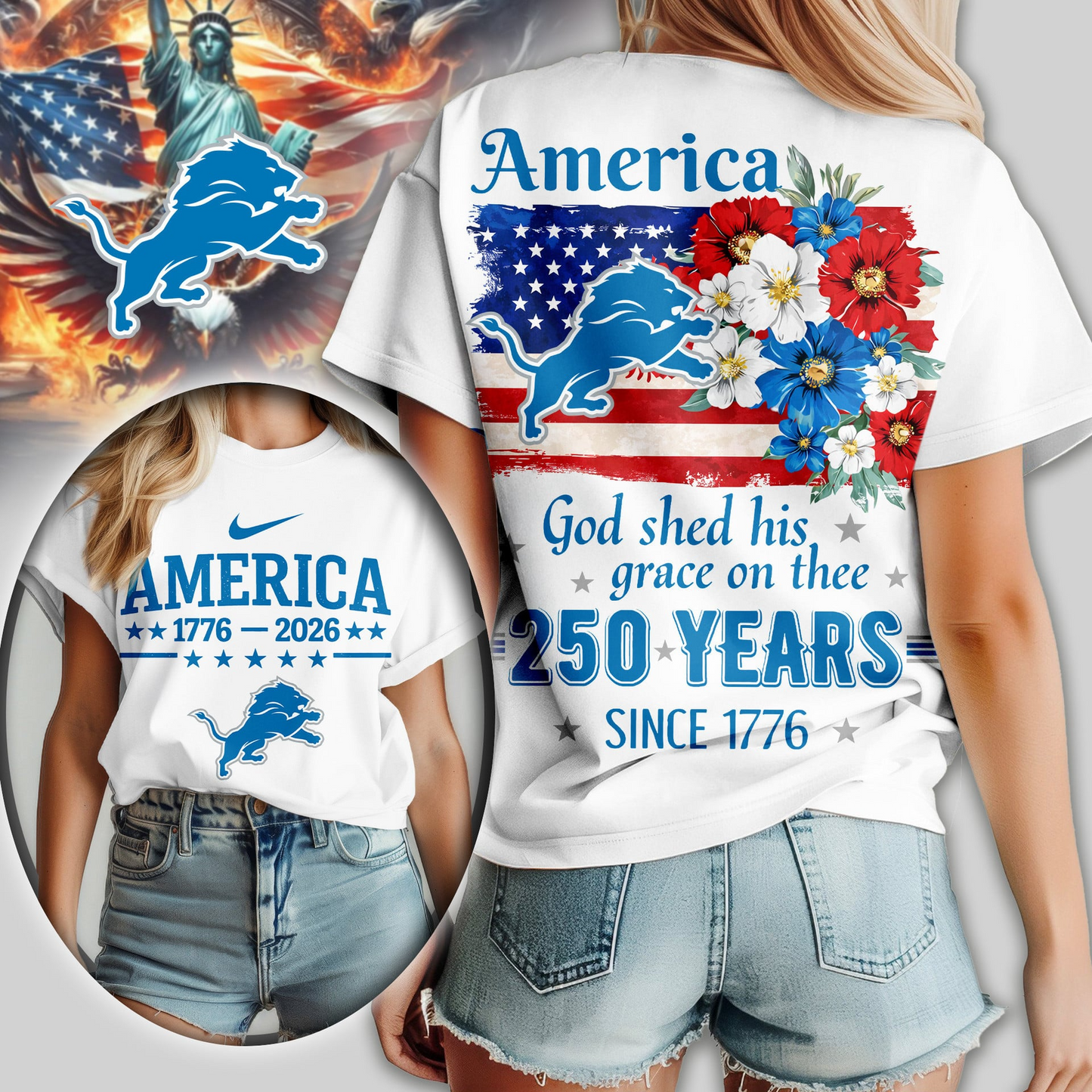 DL Premium NFL America God Shed His Grace On Thee Women Shirt DDT  NTL