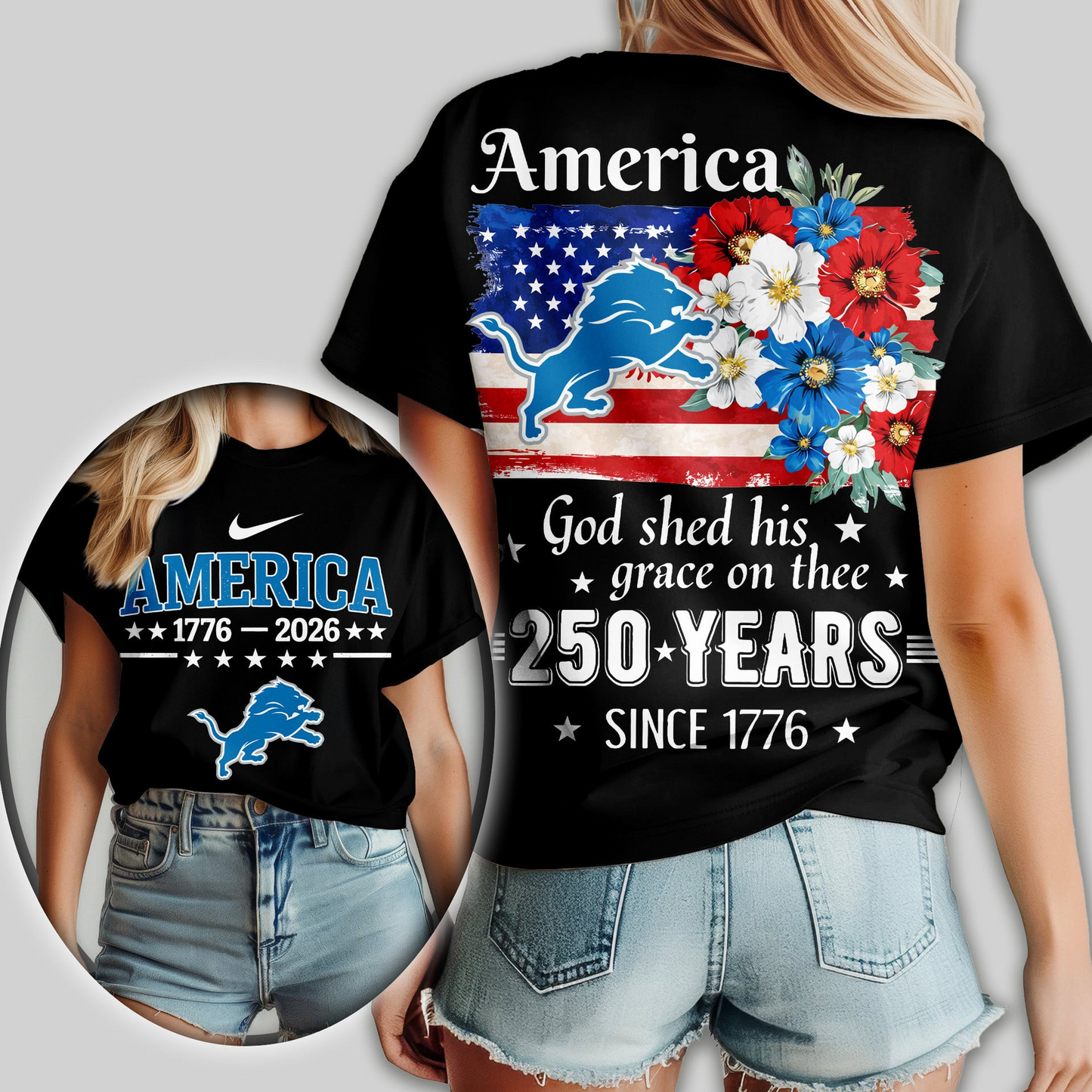 DL Premium NFL America God Shed His Grace On Thee Women Shirt DDT  NTL