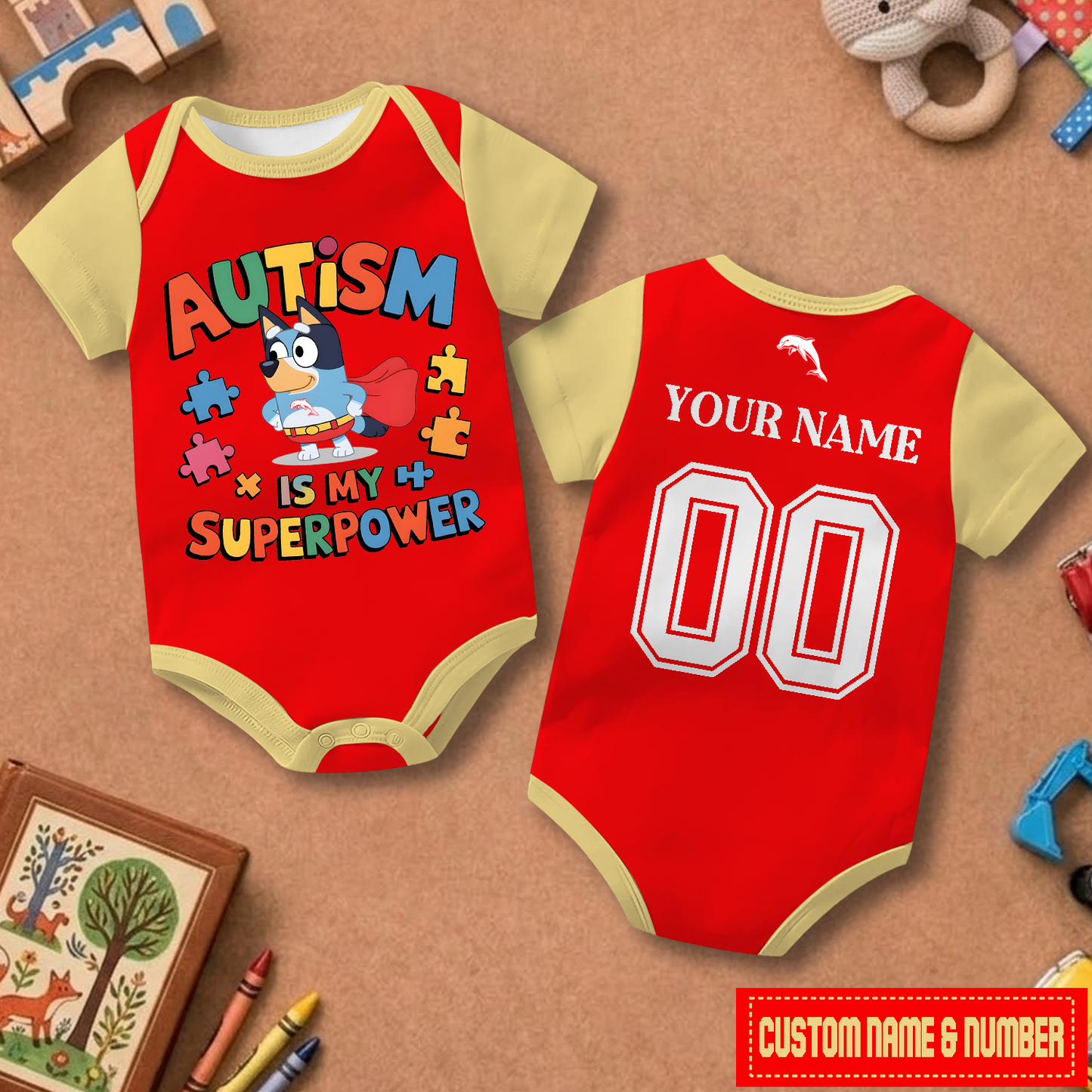 DOL x NRL Custom Name & Number  Baby Romper DATND TANTD